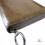 Coach pale yellow patent leather full zip long wallet, view 5