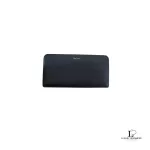 Pre-loved Paul Smith black leather full zip long wallet, front view – secondhand designer, NZ