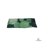 Anne Klein long skinny silk scarf in Apple Green and Dark Blue, view 4