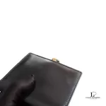 Gucci G compact bifold black smooth leather wallet with gold-tone clasp, view 9