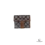 Coach brown monogram canvas medium wallet, view 2