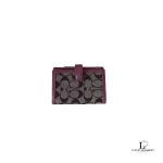 Pre-loved Coach old rose and brown monogram passport notebook holder, front view – secondhand designer, NZ