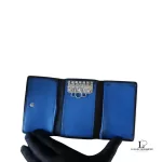 Coach black monogram canvas and leather card key case, view 3