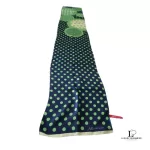 Anne Klein long skinny silk scarf in Apple Green and Dark Blue, view 5
