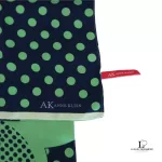 Anne Klein long skinny silk scarf in Apple Green and Dark Blue, view 2