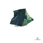Pre-loved Anne Klein long skinny silk scarf in Apple Green and Dark Blue, front view – secondhand designer, NZ