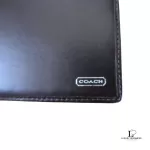Coach dark brown leather document holder long wallet, view 7