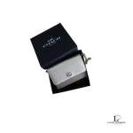 Coach mini crossgrain leather wallet in matte gold with removable chain, view 11