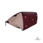 Furla tricolour black, maroon and peach leather handbag, view 6