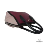 Furla tricolour black, maroon and peach leather handbag, view 4