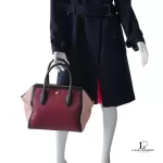 Furla tricolour black, maroon and peach leather handbag, view 22