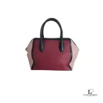 Furla tricolour black, maroon and peach leather handbag, view 2