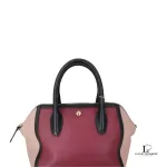 Furla tricolour black, maroon and peach leather handbag, view 19