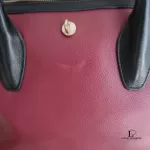 Furla tricolour black, maroon and peach leather handbag, view 20