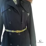 vintage Gucci blue and cream metal dress belt, size 80, view 19