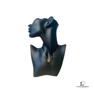 Pre-loved Christian Dior CD heart pendant gold-tone necklace, front view – secondhand designer, NZ