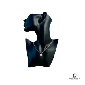 Pre-loved Nina Ricci NR round gold-tone Swarovski necklace, front view – secondhand designer, NZ