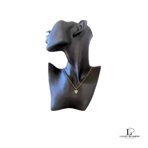 Pre-loved Mario Valentino gold-tone heart Swarovski necklace, front view – secondhand designer, NZ
