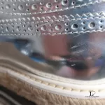 Prada silver metallic patent leather wingtip platform brogues, size 37, made in Italy, view 20