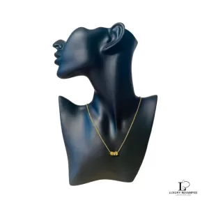 Pre-loved Christian Dior CD cube pendant gold-tone necklace, front view – secondhand designer, NZ