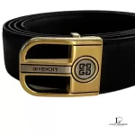 Givenchy men's black leather belt with gold-tone buckle, size 115, view 13