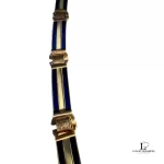 vintage Gucci blue and cream metal dress belt, size 80, view 11