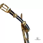vintage Gucci blue and cream metal dress belt, size 80, view 12