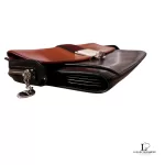 Balenciaga tri-colour black, cream and tan leather clutch bag organiser, view 7