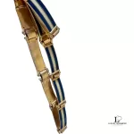 vintage Gucci blue and cream metal dress belt, size 80, view 13