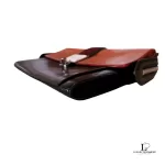 Balenciaga tri-colour black, cream and tan leather clutch bag organiser, view 6