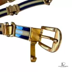 vintage Gucci blue and cream metal dress belt, size 80, view 16