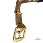 vintage Gucci blue and cream metal dress belt, size 80, view 17