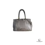 Pre-loved Marc by Marc Jacobs taupe large leather career bag, front view – secondhand designer, NZ