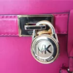 Michael Kors Hamilton Traveller fuchsia pink leather crossbody bag, view 17