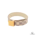 Pre-loved Louis Vuitton Saint Tulle Carré Damier Azur belt, model M9678, size 80, front view – secondhand designer, NZ