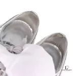 Prada silver metallic patent leather wingtip platform brogues, size 37, made in Italy, view 10