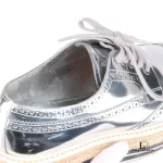 Prada silver metallic patent leather wingtip platform brogues, size 37, made in Italy, view 11