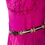 vintage Gucci blue and cream metal dress belt, size 80, view 2