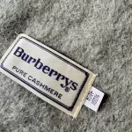 Burberrys grey 100% cashmere scarf with embroidered red logo, view 5