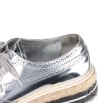 Prada silver metallic patent leather wingtip platform brogues, size 37, made in Italy, view 12
