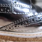 Prada silver metallic patent leather wingtip platform brogues, size 37, made in Italy, view 30