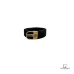Givenchy men's black leather belt with gold-tone buckle, size 115, view 7