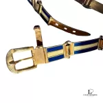 vintage Gucci blue and cream metal dress belt, size 80, view 5