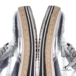Prada silver metallic patent leather wingtip platform brogues, size 37, made in Italy, view 16