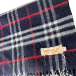 Burberrys of London dark blue Nova Check 100% cashmere scarf, made in England, view 2