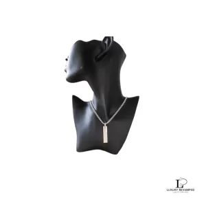 Pre-loved Gucci logo plate double ball chain 925 sterling silver necklace, front view – secondhand designer, NZ
