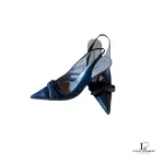 Dolce & Gabbana black leather pointed-toe slingback heels, size 37.5, view 3