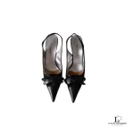 Dolce & Gabbana black leather pointed-toe slingback heels, size 37.5, view 2