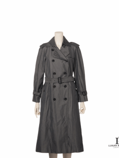 Burberry London Cotton Double-Breasted Trench Coat 36 Gray
