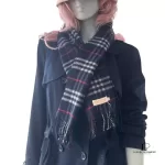 Burberrys of London dark blue Nova Check 100% cashmere scarf, made in England, view 15